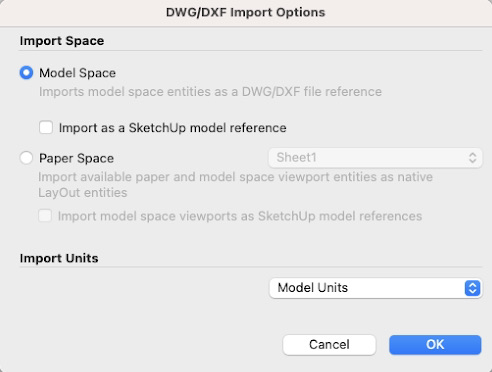 2023rn layout dwg import options
