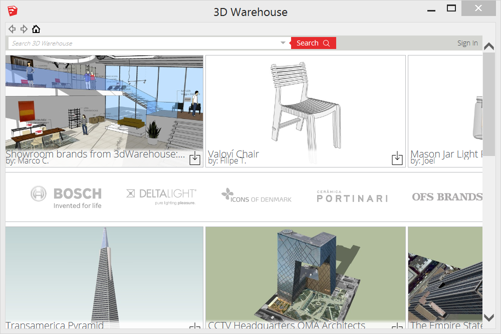 can i insert from 3d warehouse on sketchup free