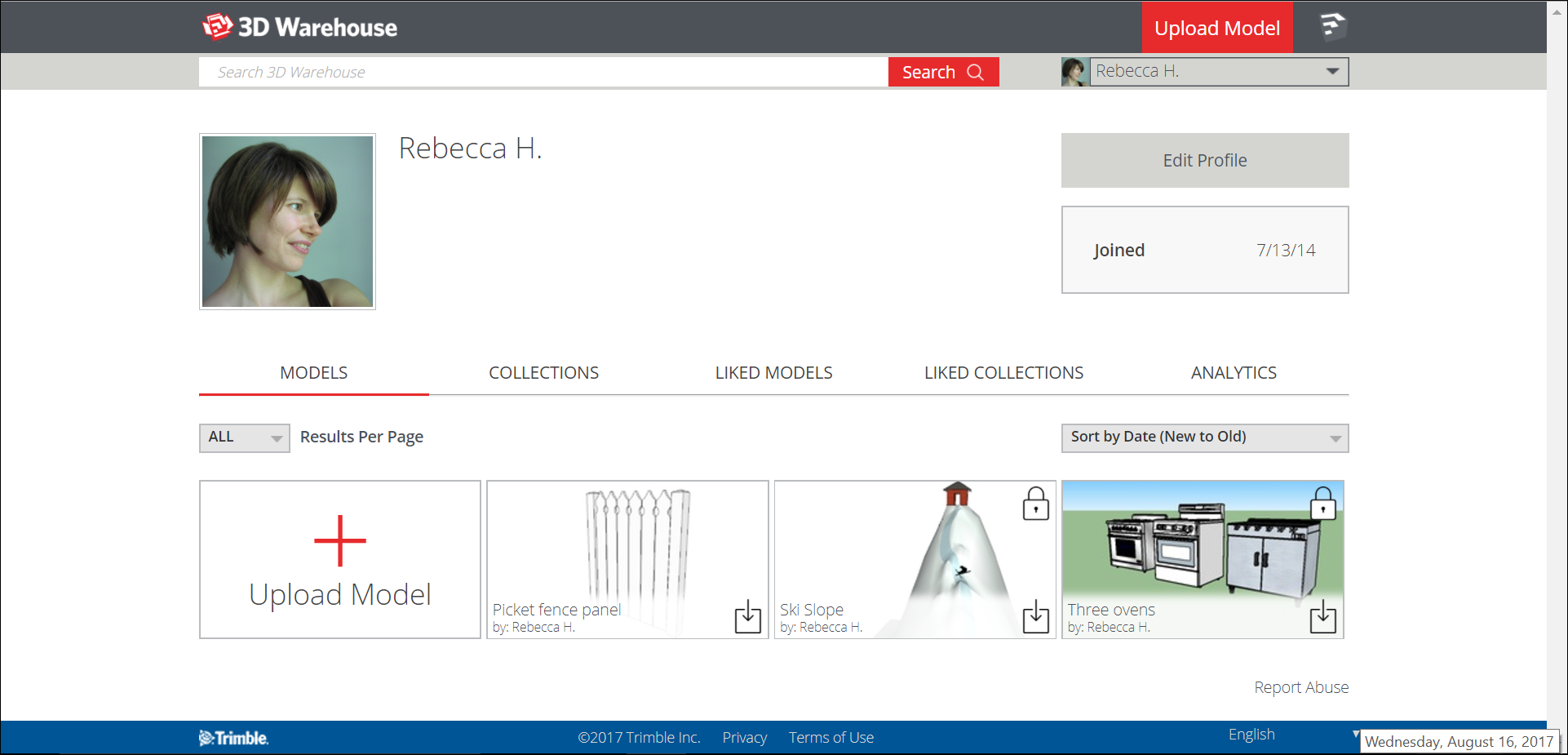 Find your uploaded models on the My 3D Warehouse page