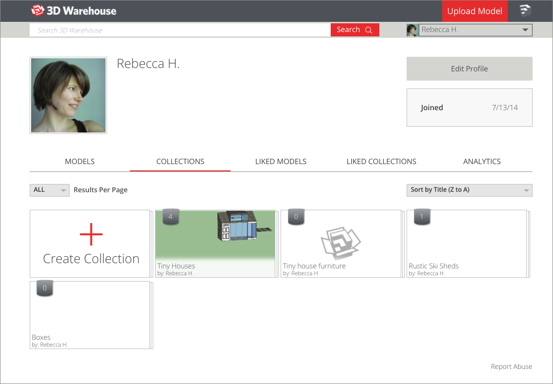 You can edit 3D Warehouse collections from the Collections screen