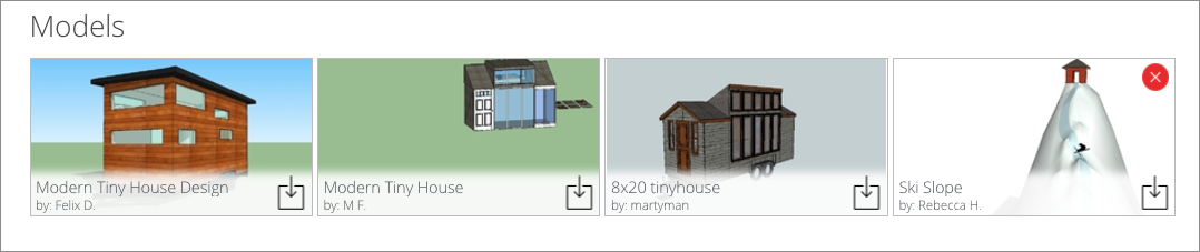 You can remove a model from a 3D Warehouse collection by clicking the red X