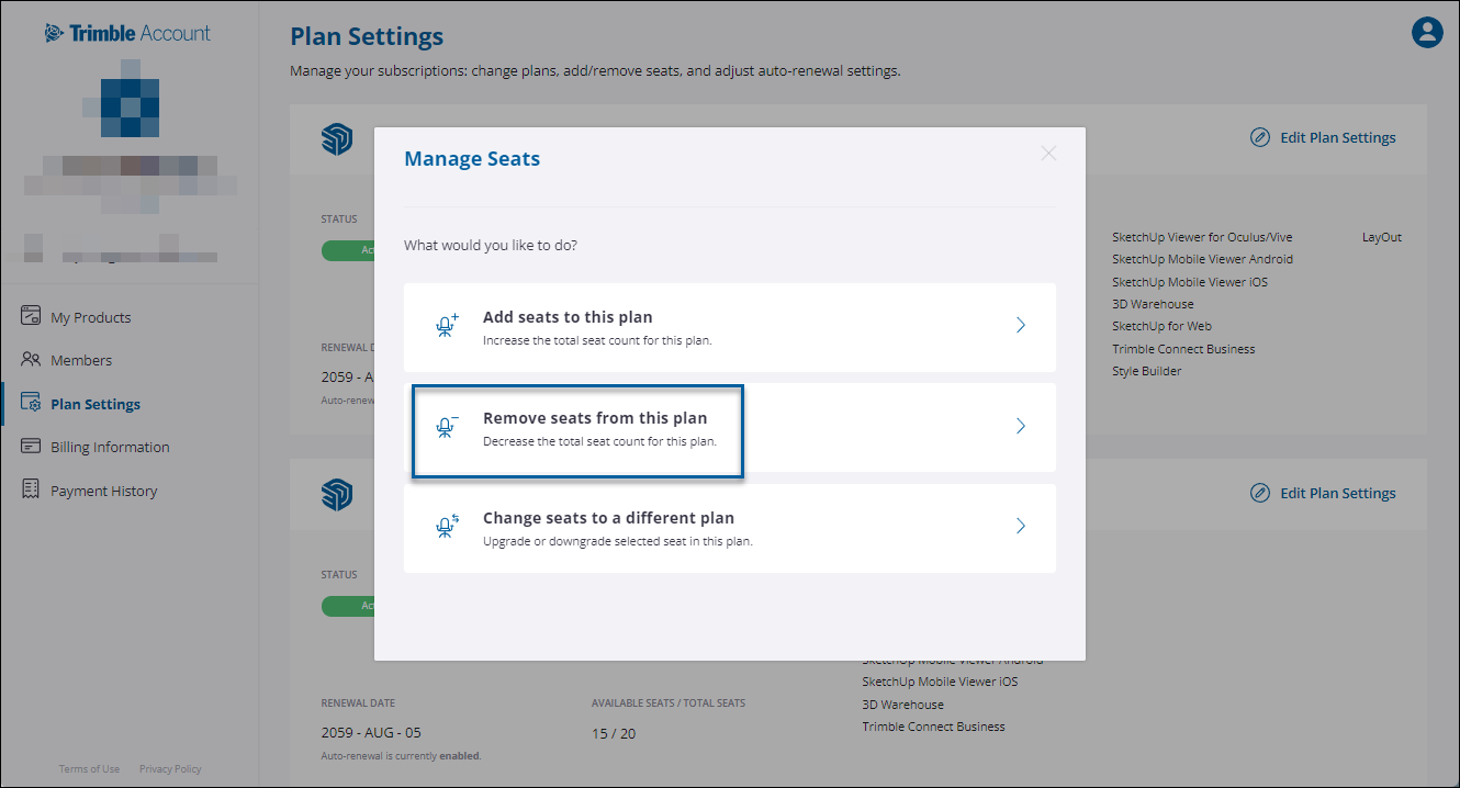 admin remove seats