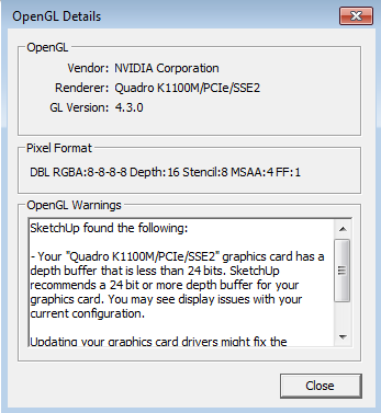 Sketchup ошибка. Ошибка Sketchup. Depth Buffer disable OPENGL.