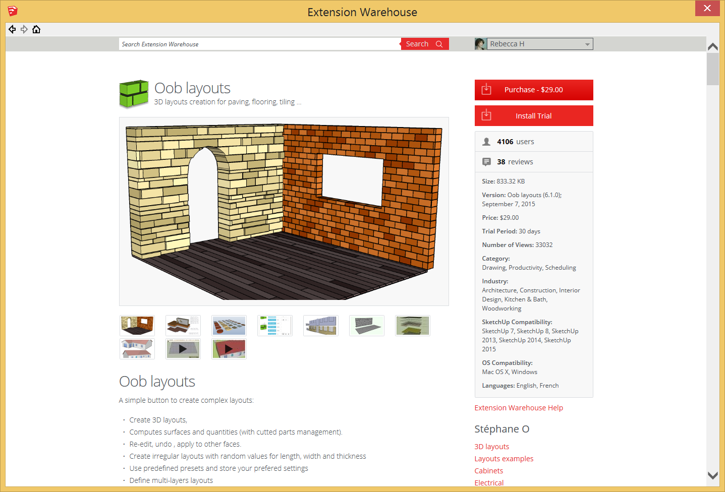 measure miter cuts sketchup extension