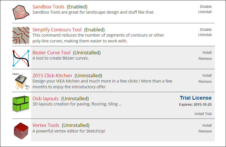 Sketchup に拡張機能を追加する Sketchup Help