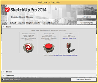 Welcome to SketchUp dialog box