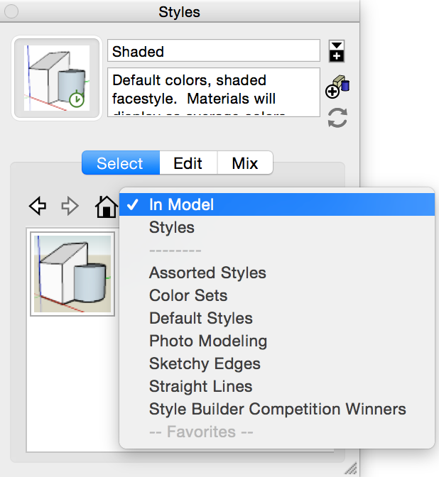 add style in sketchup 17
