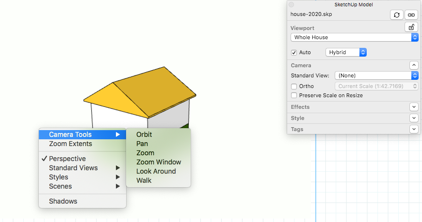 sketchup working model export not 3d and a Model's Editing Settings in Style SketchUp View