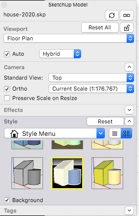 sketchup pro 2018 default field of view