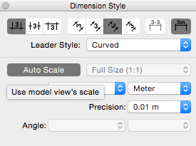 LayOut enables you to style dimension text and units in the Dimension Style panel.