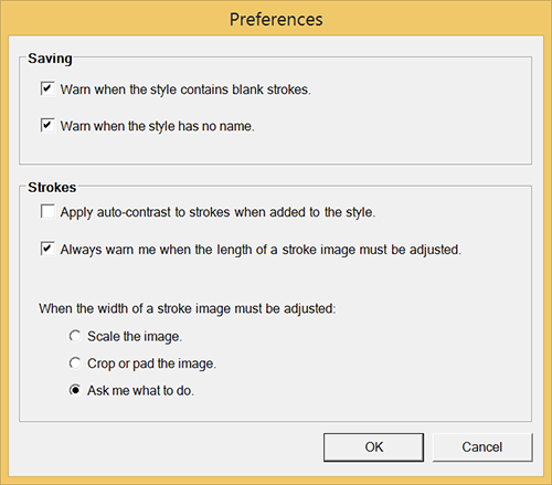 The Style Builder Preferences dialog box in Microsoft Windows