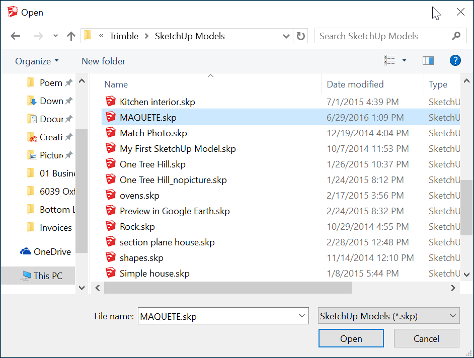 The Open dialog box in Microsoft Windows