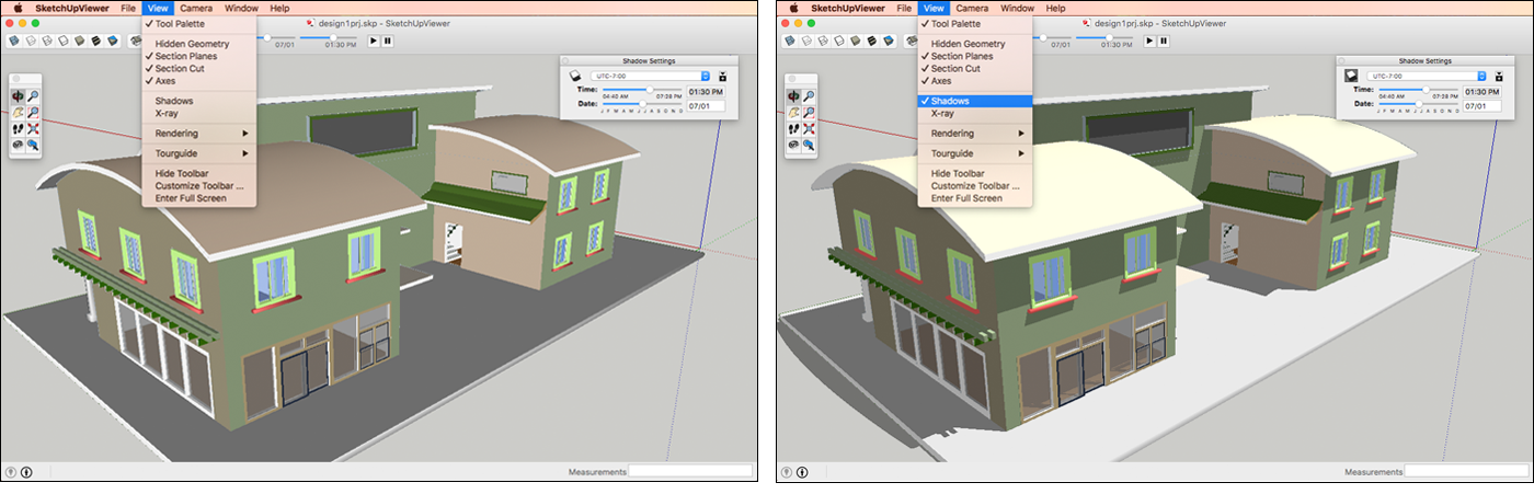 Changing Shadows And Display Settings In Sketchup Desktop Viewer Sketchup Help