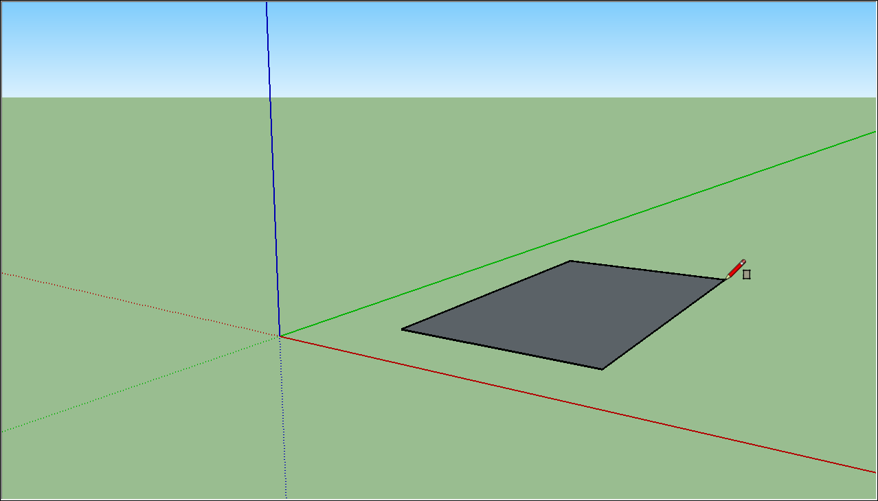 Um retângulo desenhado no plano de chão