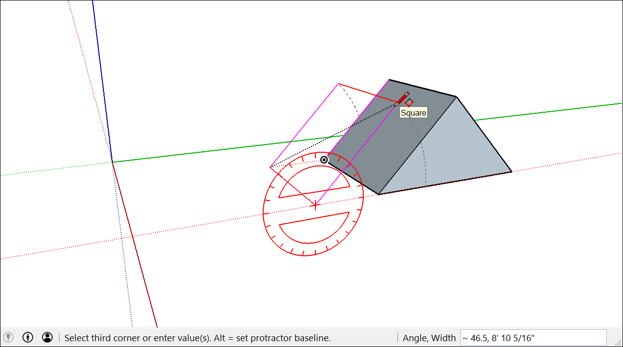 Inferences can help you align a rotated rectangle with nearby geometry