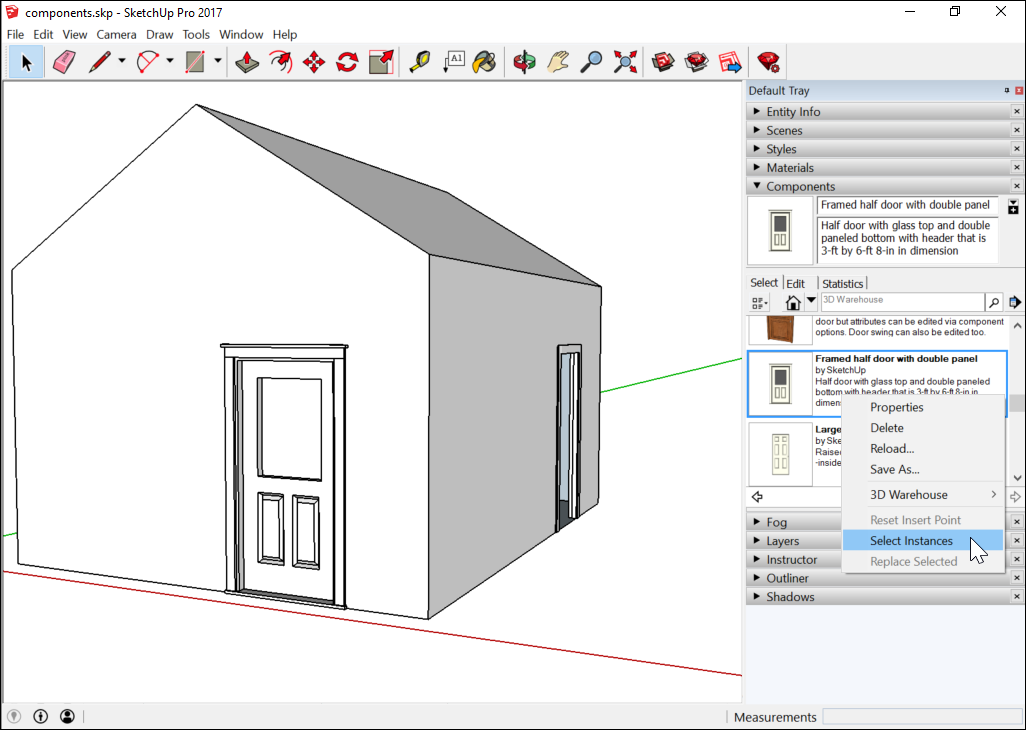 sketchup 17 define component material