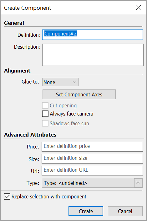 sketchup 17 define component material