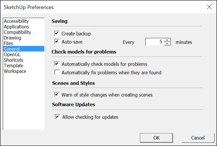 Setting Software And File Preferences Sketchup Help