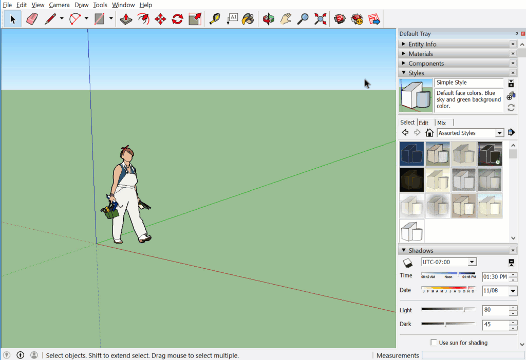 Moving tray in SketchUp around the screen