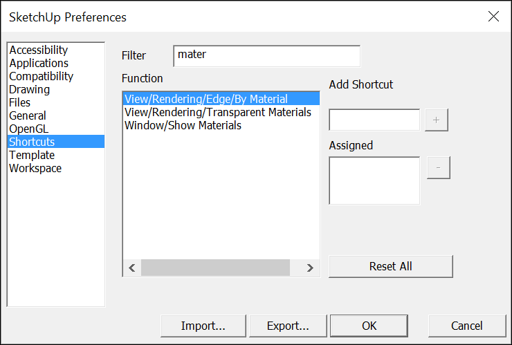 sketchup shortcuts for windows