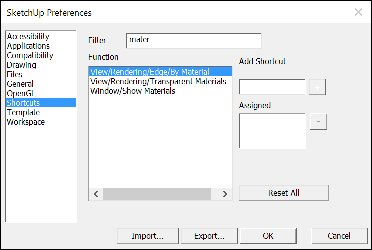 mouse button shortcuts sketchup