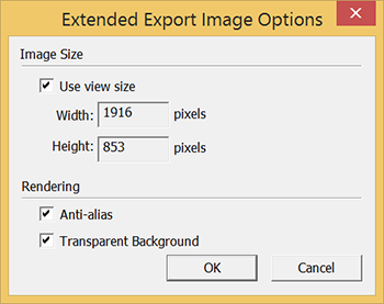 SketchUps Extended Export Image Options dialog box for PNG and TIFF files in Microsoft Windows