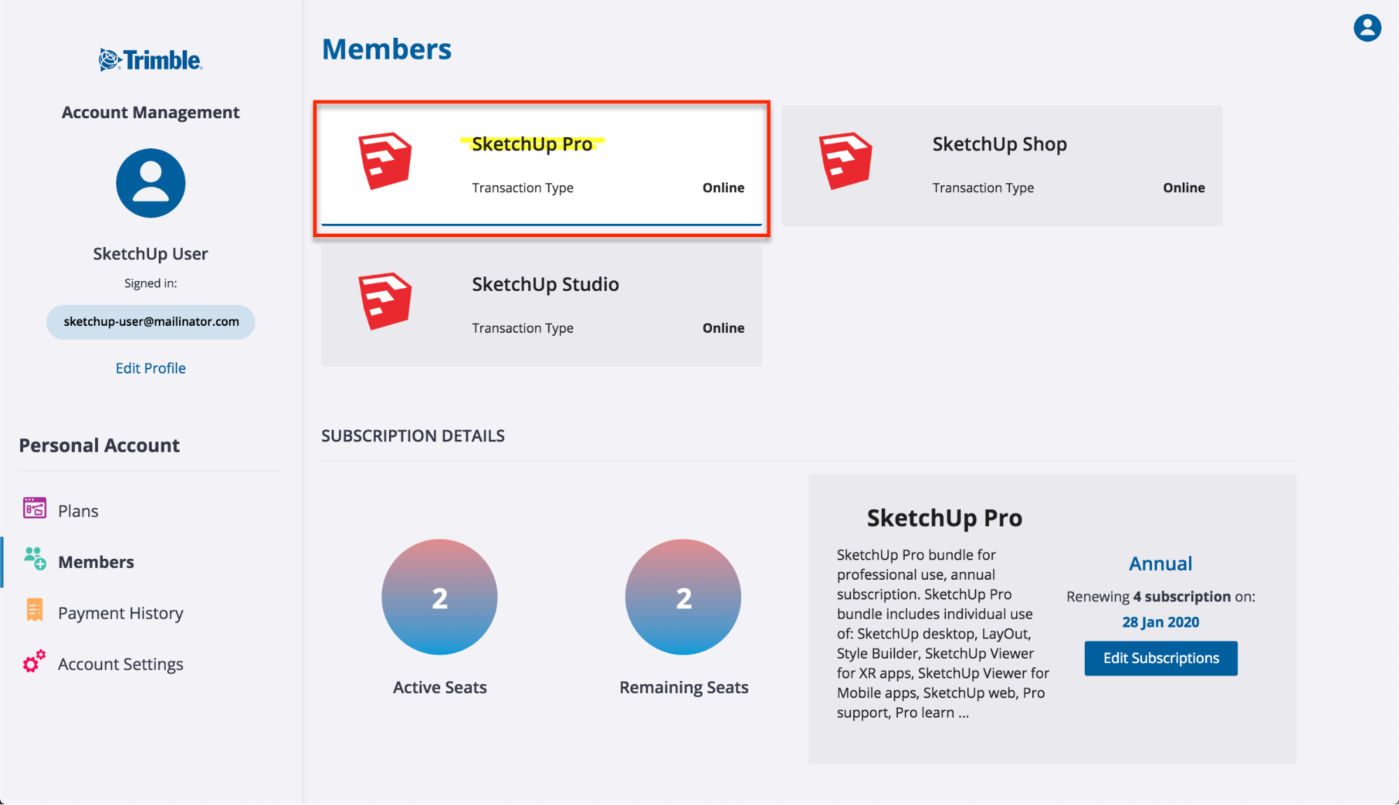 Managing Subscription Plans Sketchup Help