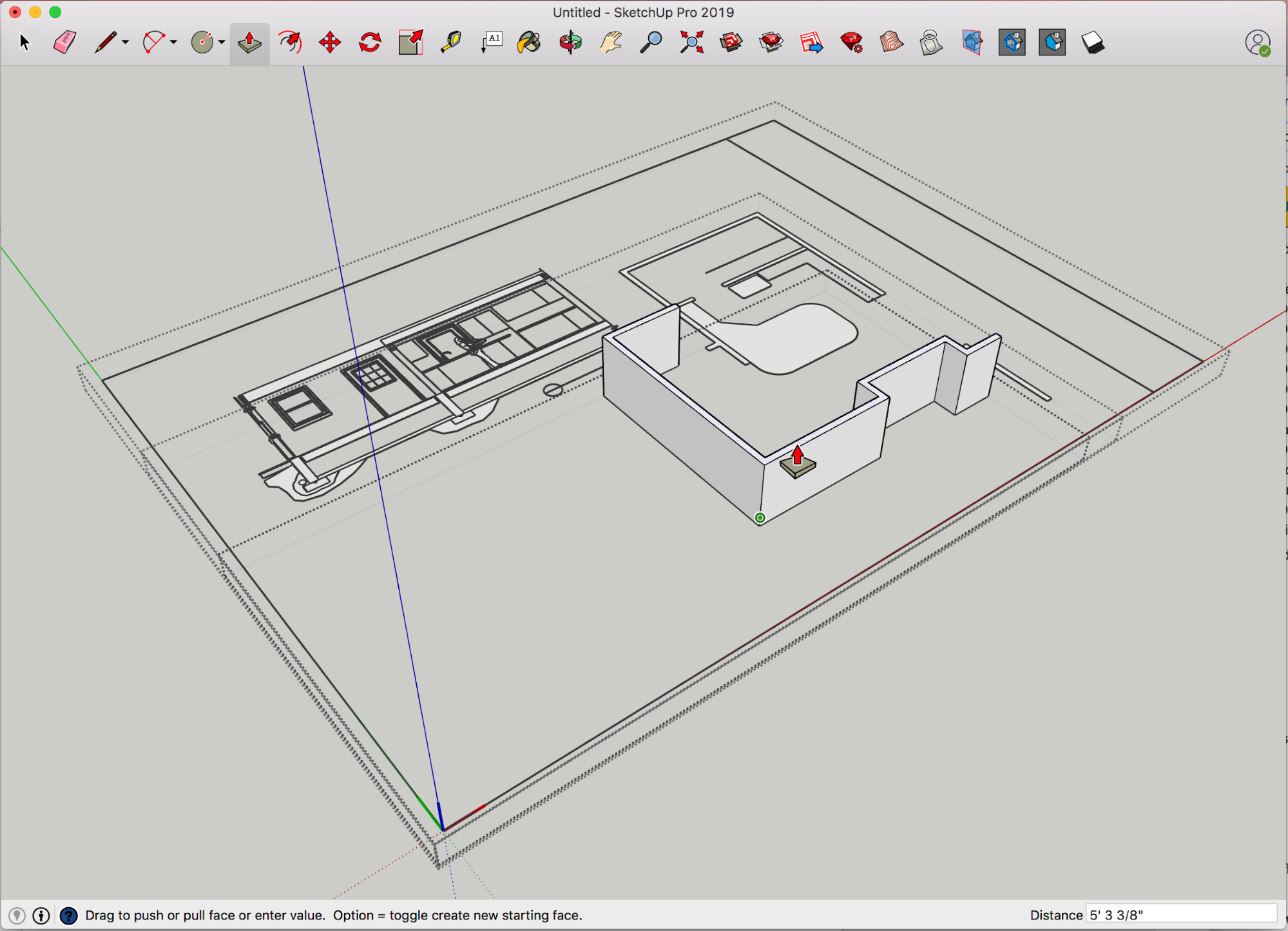Plan and Elevation imported into SketchUp via the new “Export to SketchUp” option