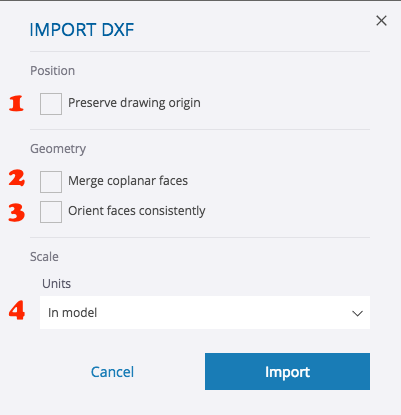 Opciones de importación de CAD de SketchUp para la Web